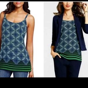 Cabi 107 border striped navy fully lined cami tank